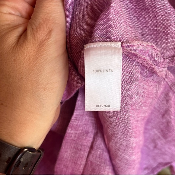 J Jill Love Linen Lilac Purple 100% Linen Button Down Shirt Pearlescent Buttons - Picture 5 of 7